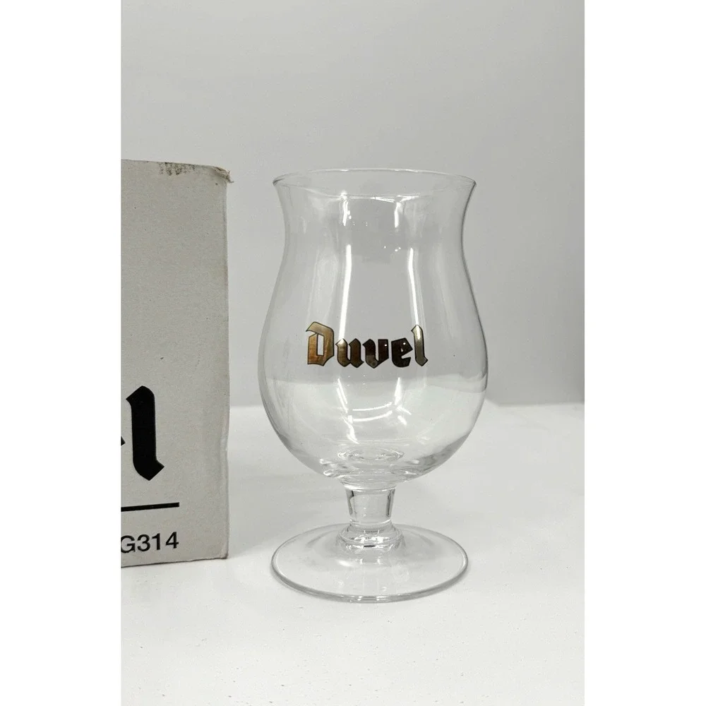 Set Of 5 Duvel Large Tulip Beer Glass with Gold Duvel Logo